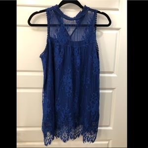 Boutique blue lace tank